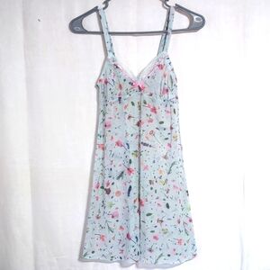 Freya Mint Green Floral Sheer Chiffon Slip Nightgown Lingerie Size Extra Small